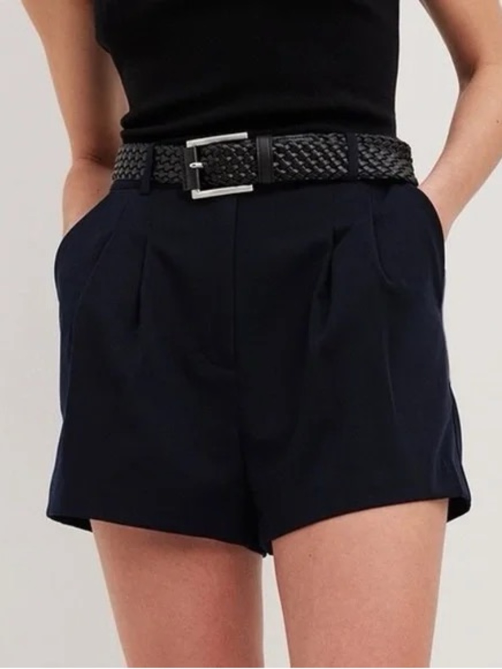 Na-Kd x Claire Rose navy pocket detail shorts